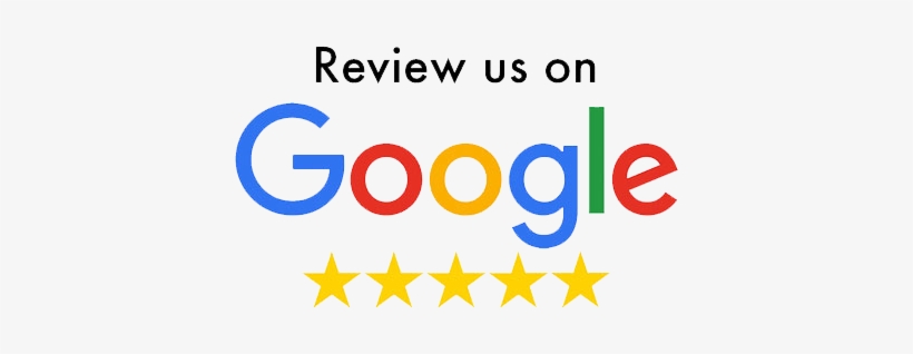 Google Logo with reviews of 5 stars amd requesting please review us.